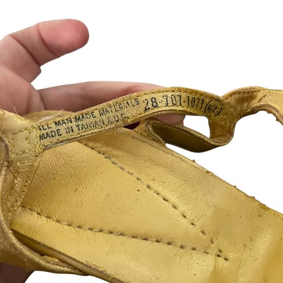 Vintage Yellow Woven Heels | 70s Slingback Sandals Made in Taiwan ROC Size 6.5 - Picture 3 of 4